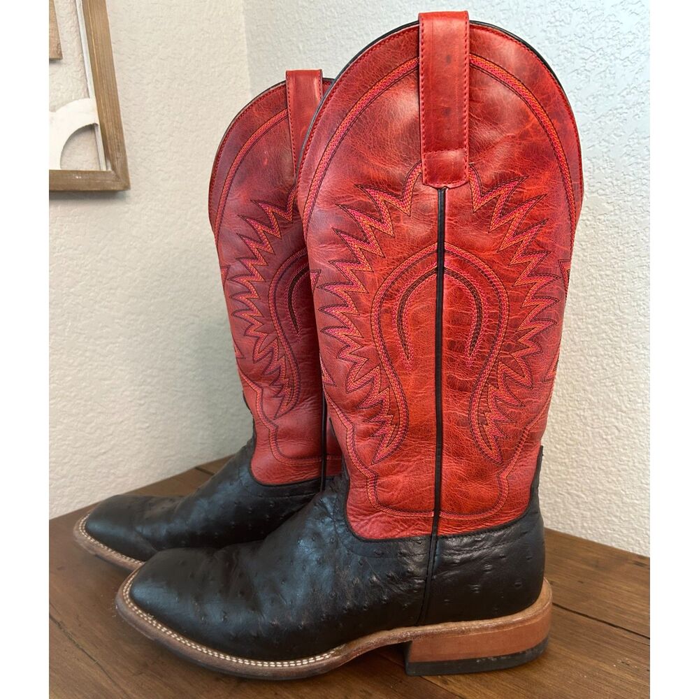 WOMENS MACIE BEAN SIX GUN SALLY COWGIRL COWBOY BOOTS IN RED & BLACK EUC SZ 9